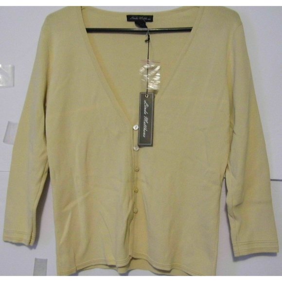 Linda Matthews Women's Size Medium Tan Shirt Top - Picture 1 of 7